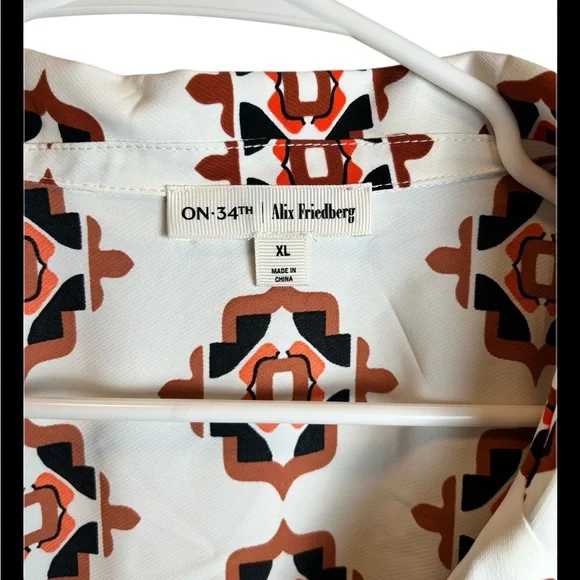 Alix Friedberg On 34th Medallion Print Boho Button Up Blouse Size XL - Picture 6 of 8